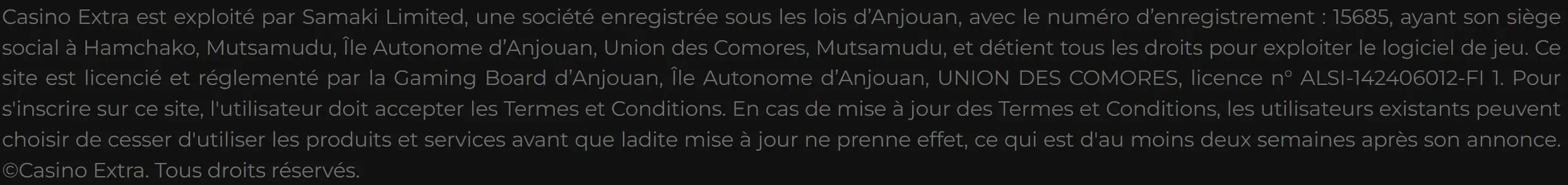 Casino Extra Licences et Sécurité