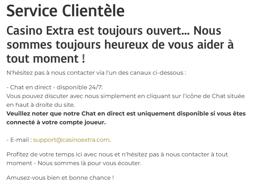 Casino Extra Support Client